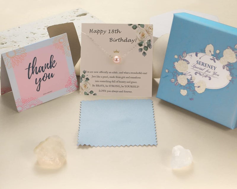 Sereney Birthday Gifts for Girls Women, Sterling Silver Pearl Necklace as 7 9 10 11 13 15 16 18 21 30 40 50 60 Year Old Birthday Gifts, Single Pearl Necklace as Bday Gifts for Friends Lockets - Image 2